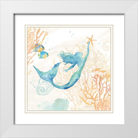 Under the Sea Mermaid White Modern Wood Framed Art Print with Double Matting by Coulter, Cynthia