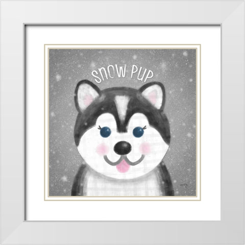 Snow Buddies III White Modern Wood Framed Art Print with Double Matting by Noonday Design