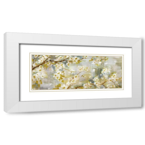 Golden Cherry Blossoms Panel White Modern Wood Framed Art Print with Double Matting by Tre Sorelle Studios