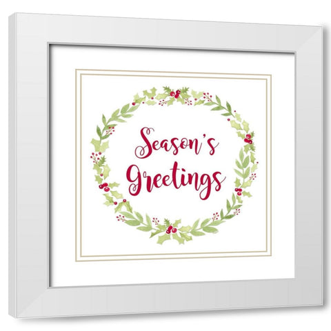 Be Joyful Seasons Greetings White Modern Wood Framed Art Print with Double Matting by Reed, Tara