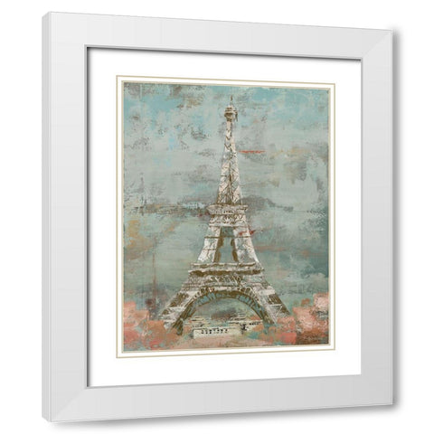 La Tour Eiffel White Modern Wood Framed Art Print with Double Matting by Cusson, Marie Elaine
