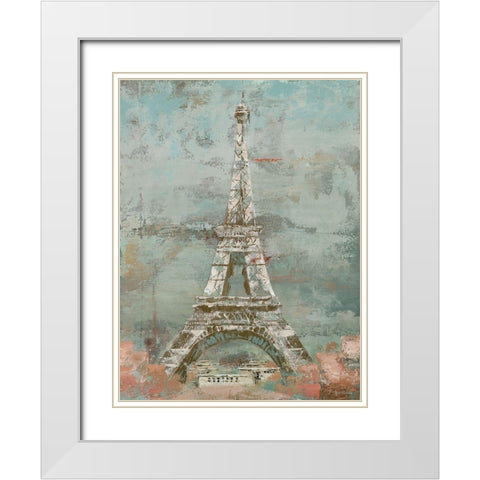 La Tour Eiffel White Modern Wood Framed Art Print with Double Matting by Cusson, Marie Elaine
