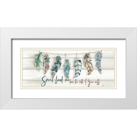 Tribal Feathers Sign White Modern Wood Framed Art Print with Double Matting by Tre Sorelle Studios