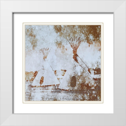 Textured Tipis White Modern Wood Framed Art Print with Double Matting by Tyrrell, Lu Anne