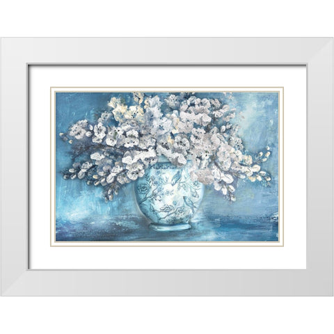 Cherry Blossoms in Chinoiserie Ginger Jar white White Modern Wood Framed Art Print with Double Matting by Tre Sorelle Studios