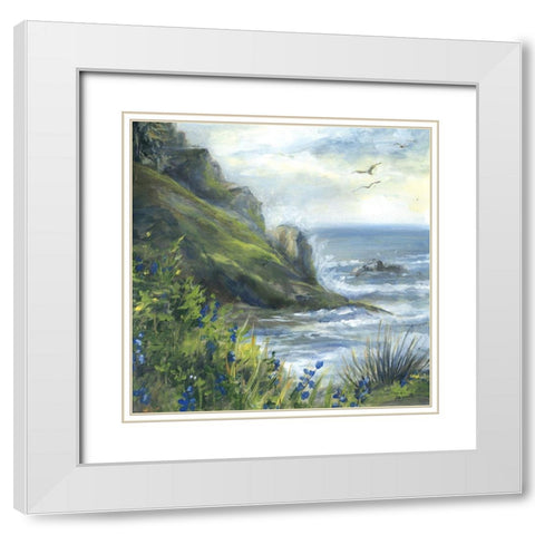 Blue Bell Ocean landscape White Modern Wood Framed Art Print with Double Matting by Tre Sorelle Studios