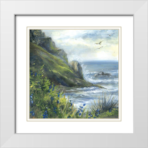 Blue Bell Ocean landscape White Modern Wood Framed Art Print with Double Matting by Tre Sorelle Studios