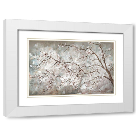 Magnolia Branches Neutral landscape White Modern Wood Framed Art Print with Double Matting by Tre Sorelle Studios