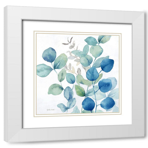 Eucalyptus Leaves Navy II White Modern Wood Framed Art Print with Double Matting by Coulter, Cynthia