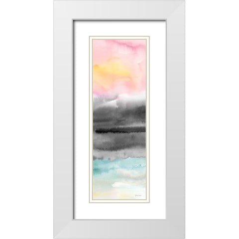 Pink Sunset Abstract panel II White Modern Wood Framed Art Print with Double Matting by Coulter, Cynthia