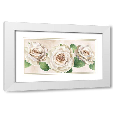 Ivory  Roses landscape I White Modern Wood Framed Art Print with Double Matting by Wilson, Kelsey