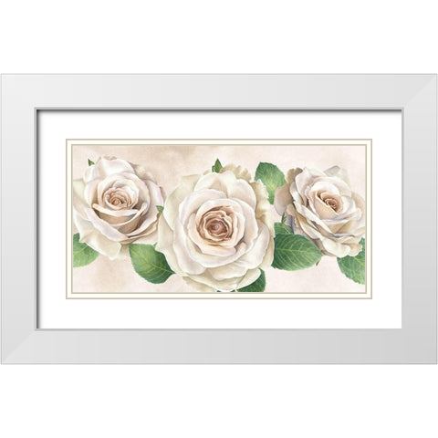 Ivory  Roses landscape I White Modern Wood Framed Art Print with Double Matting by Wilson, Kelsey
