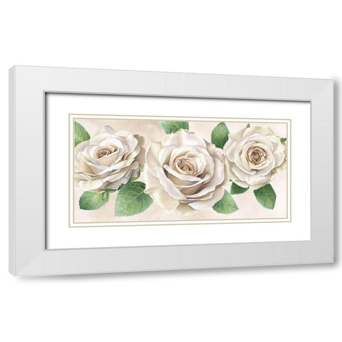 Ivory  Roses landscape II White Modern Wood Framed Art Print with Double Matting by Wilson, Kelsey