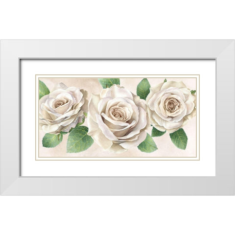 Ivory  Roses landscape II White Modern Wood Framed Art Print with Double Matting by Wilson, Kelsey