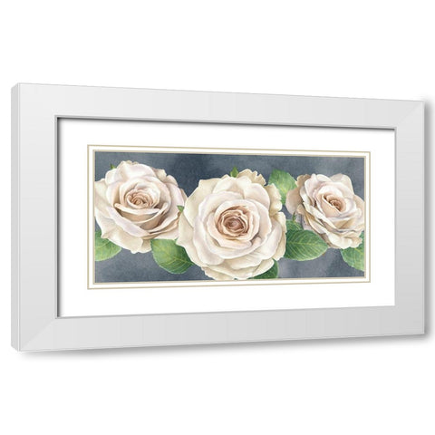 Ivory  Roses on gray landscape I White Modern Wood Framed Art Print with Double Matting by Wilson, Kelsey