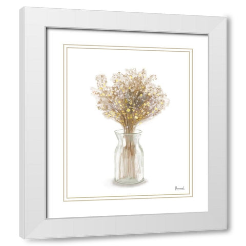 Dried Flower yellow II White Modern Wood Framed Art Print with Double Matting by Bannarot