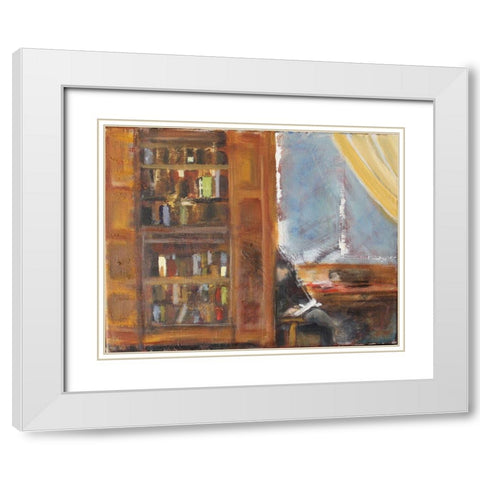 Reading Corner White Modern Wood Framed Art Print with Double Matting by Marie, Susanne