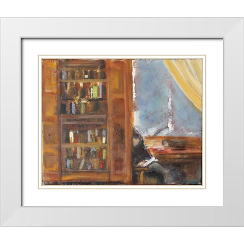 Reading Corner White Modern Wood Framed Art Print with Double Matting by Marie, Susanne