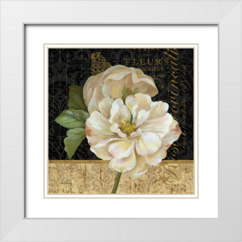 Antique Still Life Rose White Modern Wood Framed Art Print with Double Matting by Gladding, Pamela