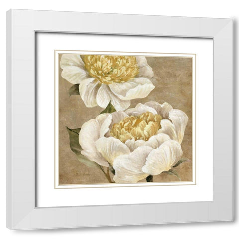 Up Close Cream Peony White Modern Wood Framed Art Print with Double Matting by Gladding, Pamela