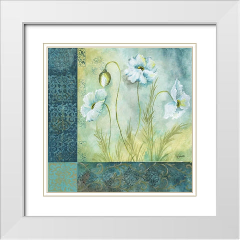 White Poppy Garden I White Modern Wood Framed Art Print with Double Matting by Tre Sorelle Studios