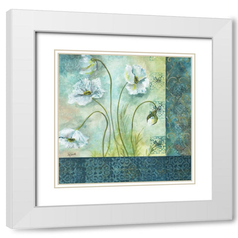 White Poppy Garden II White Modern Wood Framed Art Print with Double Matting by Tre Sorelle Studios