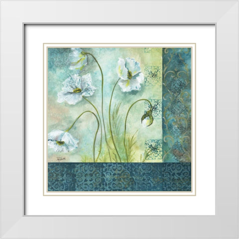 White Poppy Garden II White Modern Wood Framed Art Print with Double Matting by Tre Sorelle Studios
