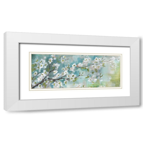 Cherry Blossoms Branch Panel White Modern Wood Framed Art Print with Double Matting by Tre Sorelle Studios
