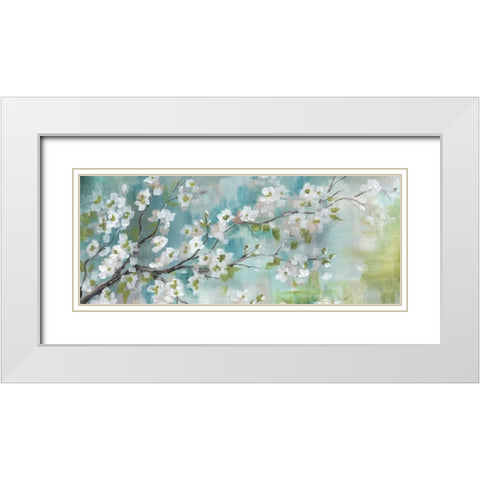 Cherry Blossoms Branch Panel White Modern Wood Framed Art Print with Double Matting by Tre Sorelle Studios