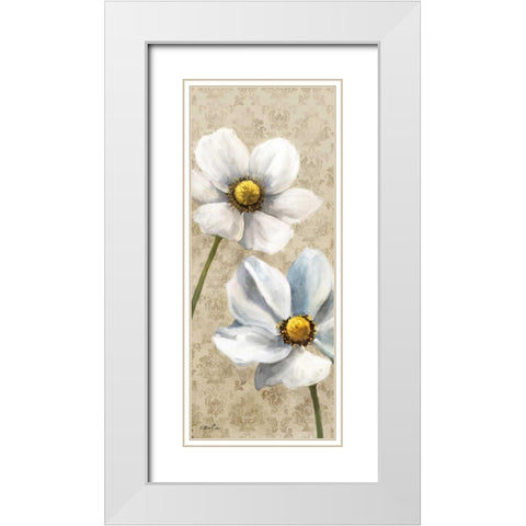 Winter White Poppies Panel I White Modern Wood Framed Art Print with Double Matting by Milan, Vittorio