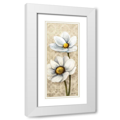 Winter White Poppies Panel II White Modern Wood Framed Art Print with Double Matting by Milan, Vittorio