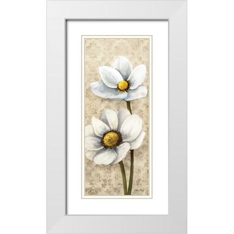 Winter White Poppies Panel II White Modern Wood Framed Art Print with Double Matting by Milan, Vittorio