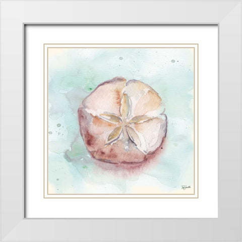Watercolor Shells V White Modern Wood Framed Art Print with Double Matting by Tre Sorelle Studios