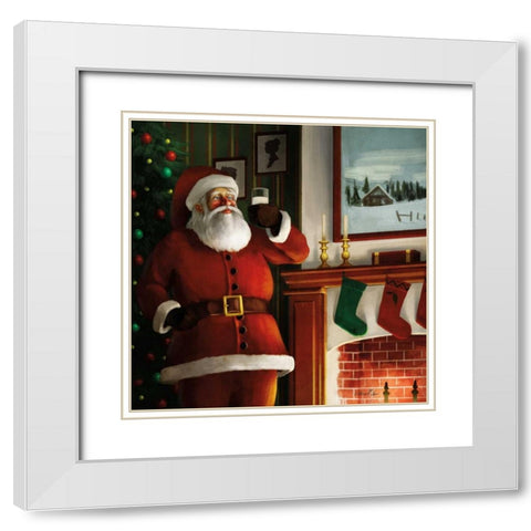 Christmas Eve Santa White Modern Wood Framed Art Print with Double Matting by Milan, Vittorio