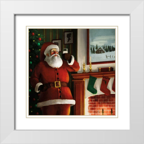 Christmas Eve Santa White Modern Wood Framed Art Print with Double Matting by Milan, Vittorio