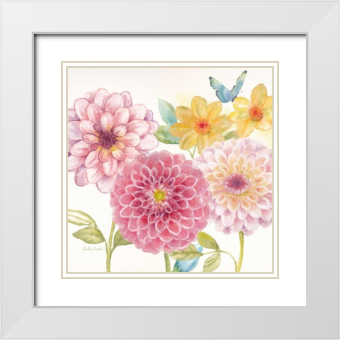 Dahlia Garden I White Modern Wood Framed Art Print with Double Matting by Coulter, Cynthia