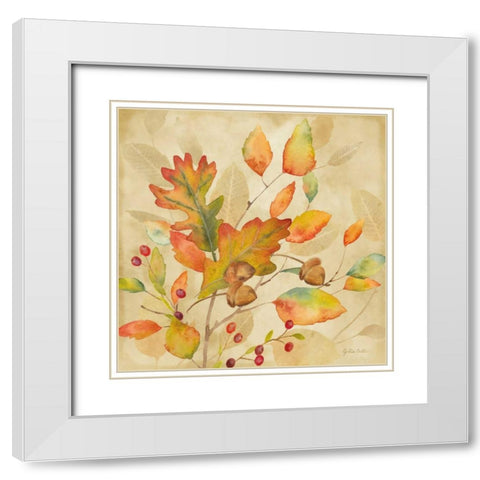 Harvest Leaves II White Modern Wood Framed Art Print with Double Matting by Coulter, Cynthia