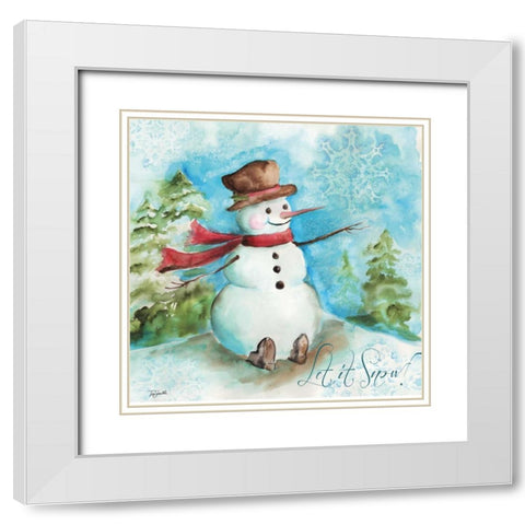 Watercolor Snowmen I White Modern Wood Framed Art Print with Double Matting by Tre Sorelle Studios
