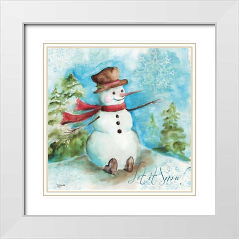 Watercolor Snowmen I White Modern Wood Framed Art Print with Double Matting by Tre Sorelle Studios