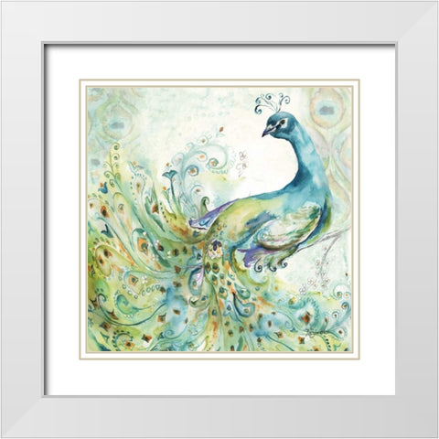 Bohemian Peacocks I White Modern Wood Framed Art Print with Double Matting by Tre Sorelle Studios