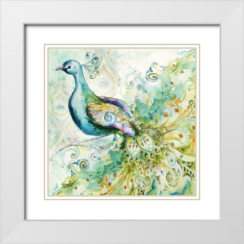 Bohemian Peacocks II White Modern Wood Framed Art Print with Double Matting by Tre Sorelle Studios