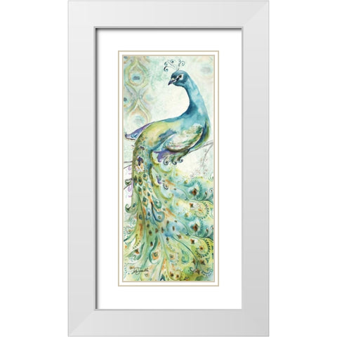 Bohemian Peacocks Panel I White Modern Wood Framed Art Print with Double Matting by Tre Sorelle Studios
