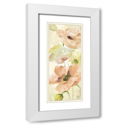 Watercolor Blush Panel II White Modern Wood Framed Art Print with Double Matting by Tre Sorelle Studios