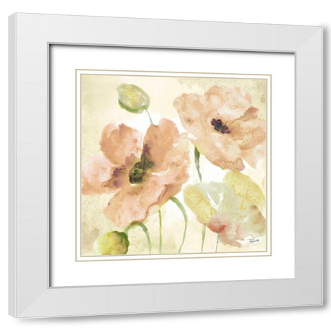 Watercolor Blush II White Modern Wood Framed Art Print with Double Matting by Tre Sorelle Studios