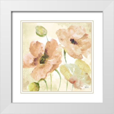 Watercolor Blush II White Modern Wood Framed Art Print with Double Matting by Tre Sorelle Studios
