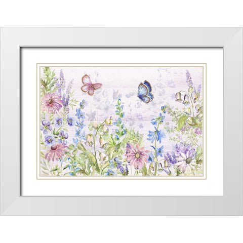 Butterfly Trail I White Modern Wood Framed Art Print with Double Matting by Tre Sorelle Studios
