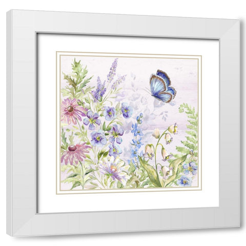 Butterfly Trail II White Modern Wood Framed Art Print with Double Matting by Tre Sorelle Studios
