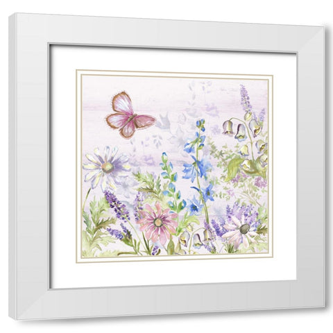 Butterfly Trail III White Modern Wood Framed Art Print with Double Matting by Tre Sorelle Studios