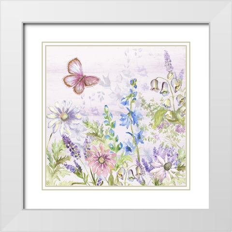 Butterfly Trail III White Modern Wood Framed Art Print with Double Matting by Tre Sorelle Studios