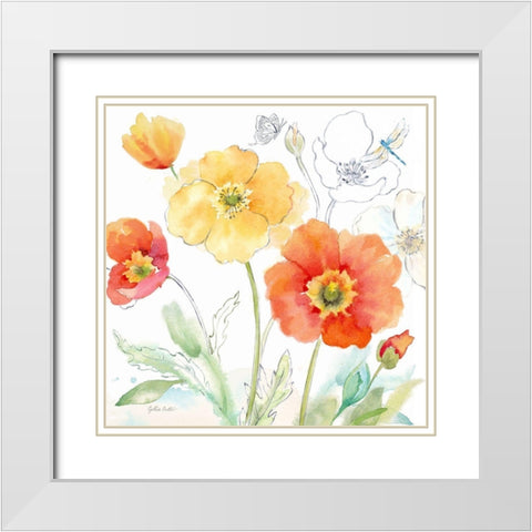 Happy Poppies IV White Modern Wood Framed Art Print with Double Matting by Coulter, Cynthia